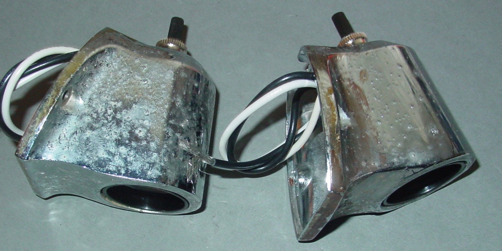 2 Vintage Boat Sconces Lot Art Deco Low Profile Compact Chrome Light Fixture