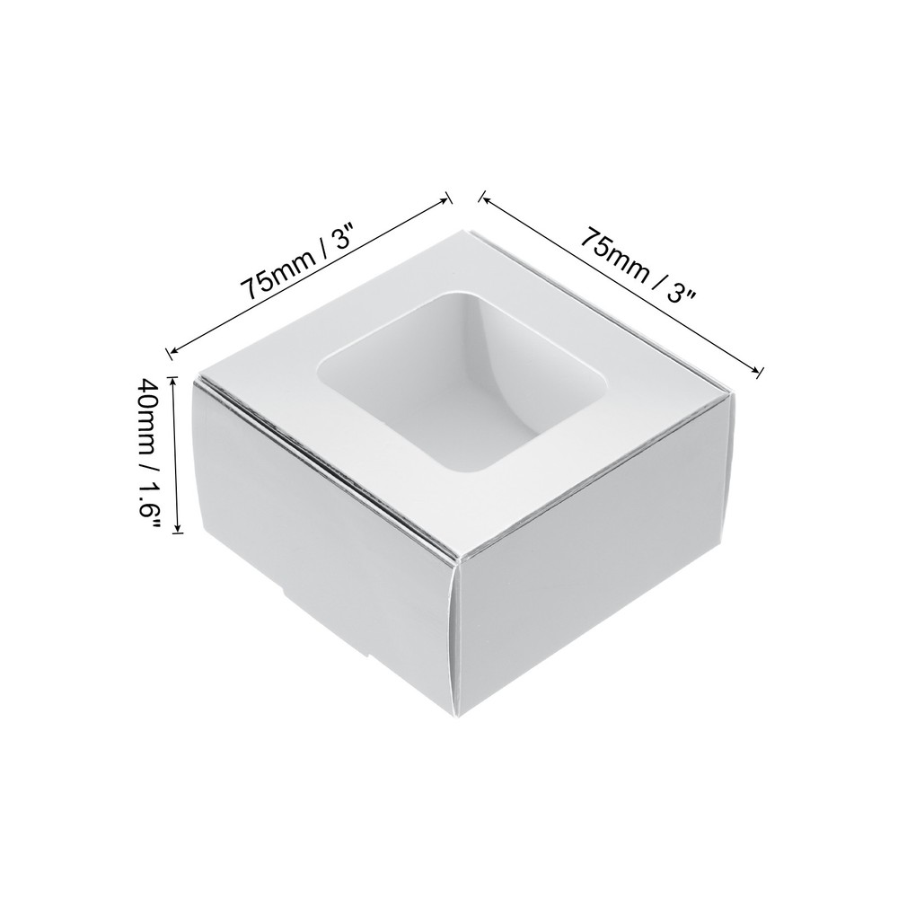 3"x3"x1.5" Paper Soap Box with Window, 30 Pack Square Boxes, Silver