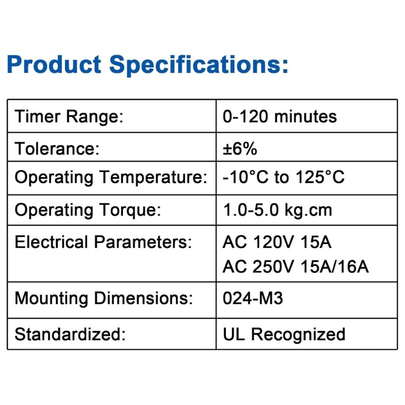 Panel Mount Mechanical Timer with Bells Adjustable Settings Timer Switches