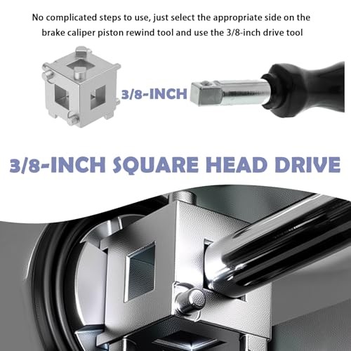 Car Cube Brake Caliper Compression Tool with 3/8" Square Drive,Six-Side-in-One