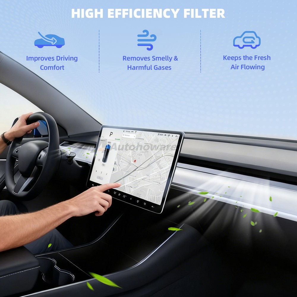 Fits For Teslas Model Y Engine Cabin Air Filter Kit Internal External AC Filter