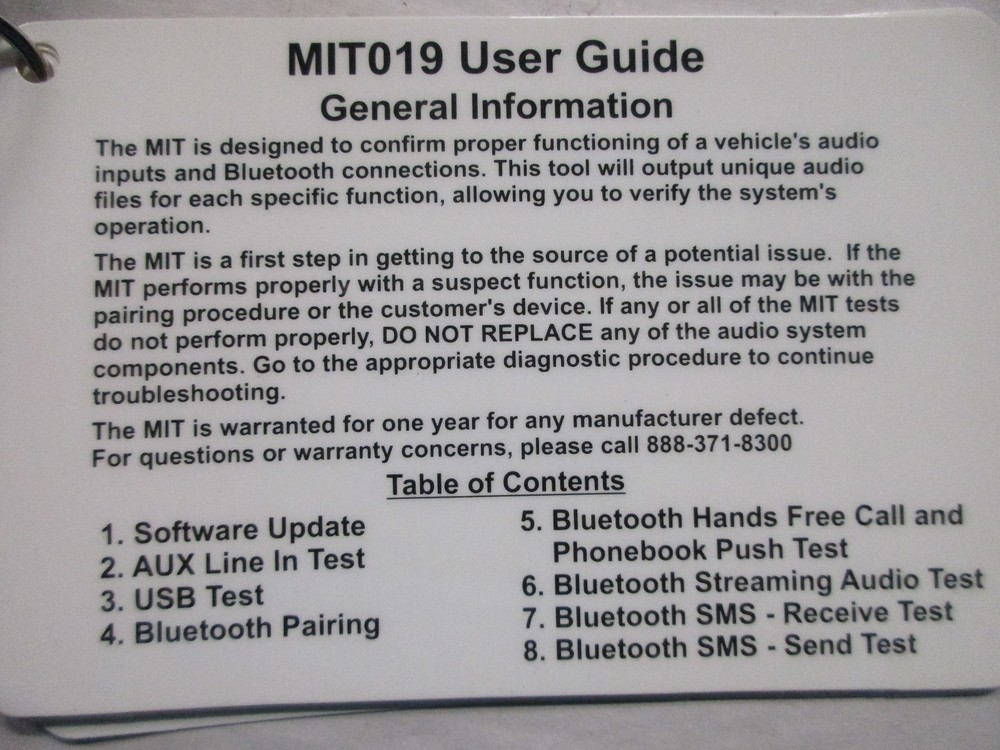 MILLER MOPAR TOOL MIT019 MULTI-MEDIA INTERFACE TESTER