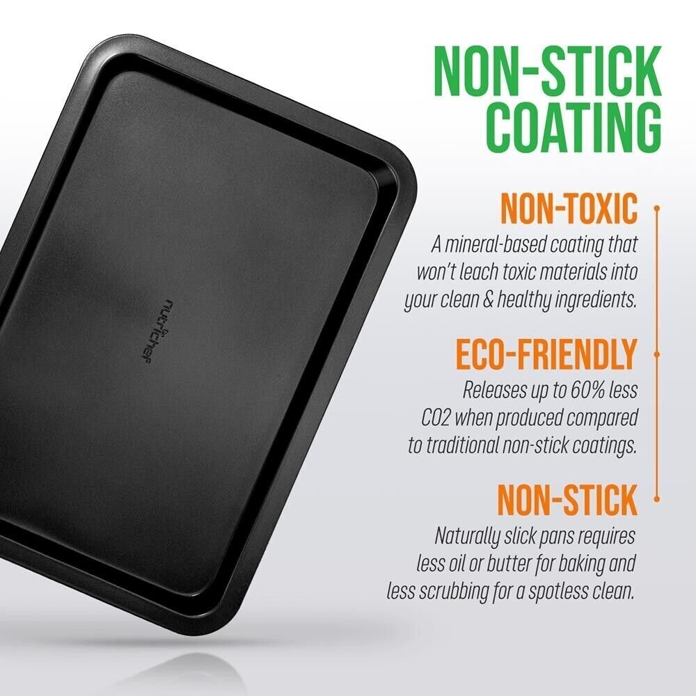 Nutrichef Medium Cookie Sheet-Deluxe Nonstick Gray Coating Inside & Outside