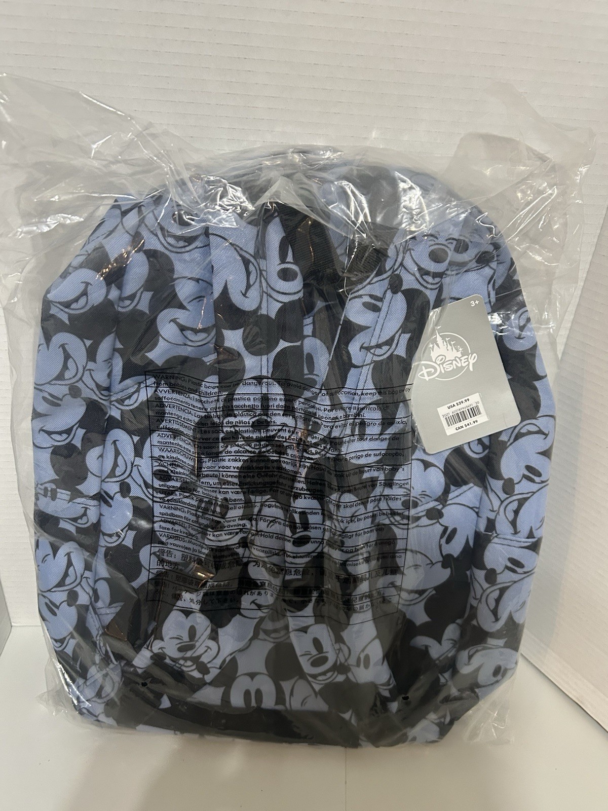 Disney Store 2021 Blue Mickey Mouse Faces Expression Backpack Bag - NEW NWT