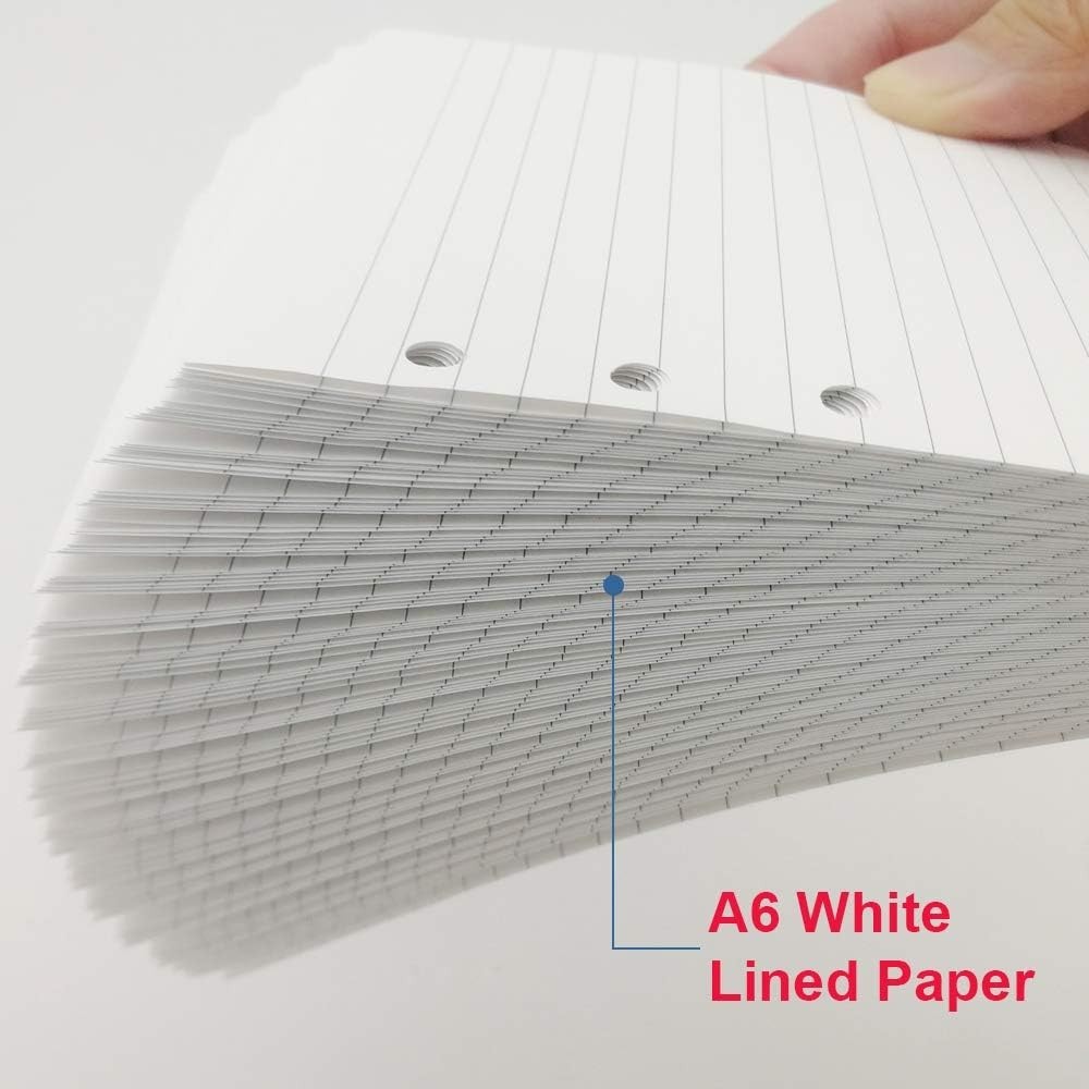 A6 Lined Refill Paper 2 Pack 200 Sheets/400 Pages for Personal Binders