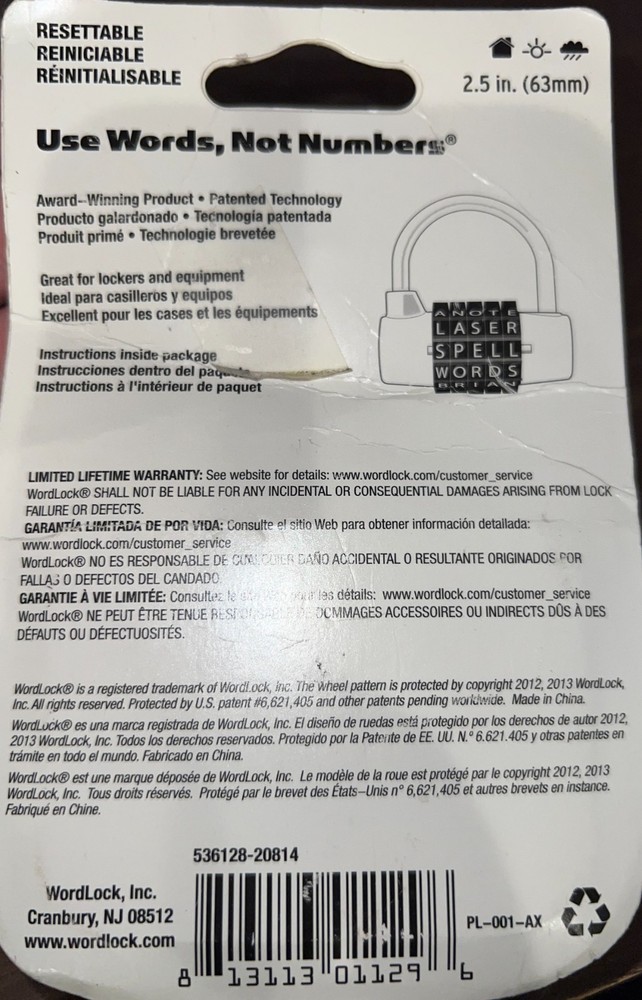 New WordLock Combination Lock - Item # PL-001-AX