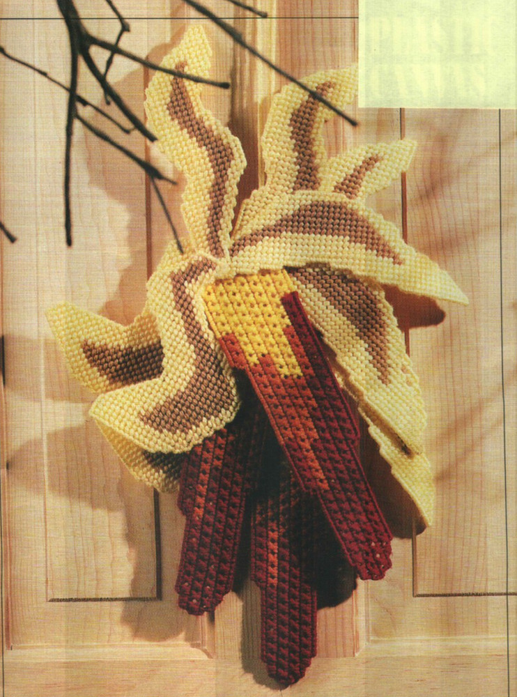 DOOR DECOR INDIAN CORN DIGEST SIZE PLASTIC CANVAS PATTERN INSTRUCTIONS