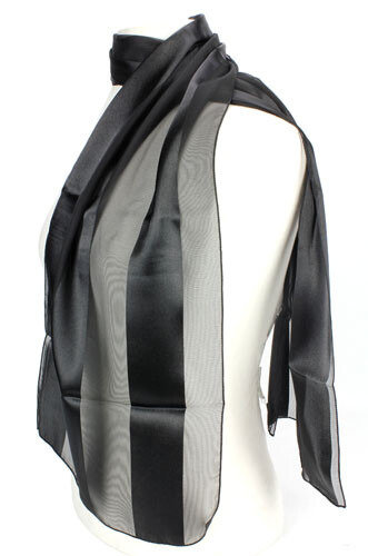 Scarf - Satin Solid - Stripes - Black - SF-AO001BK