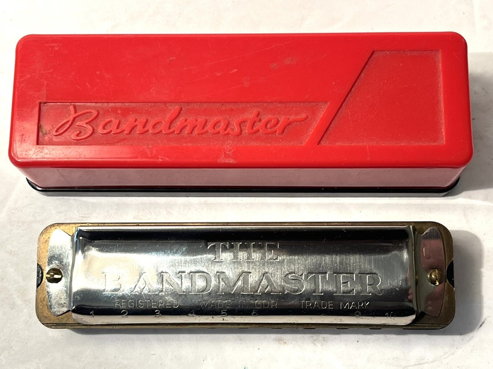 VTG The Bandmaster Harmonica w/ Red Plastic Hard Case - Germany