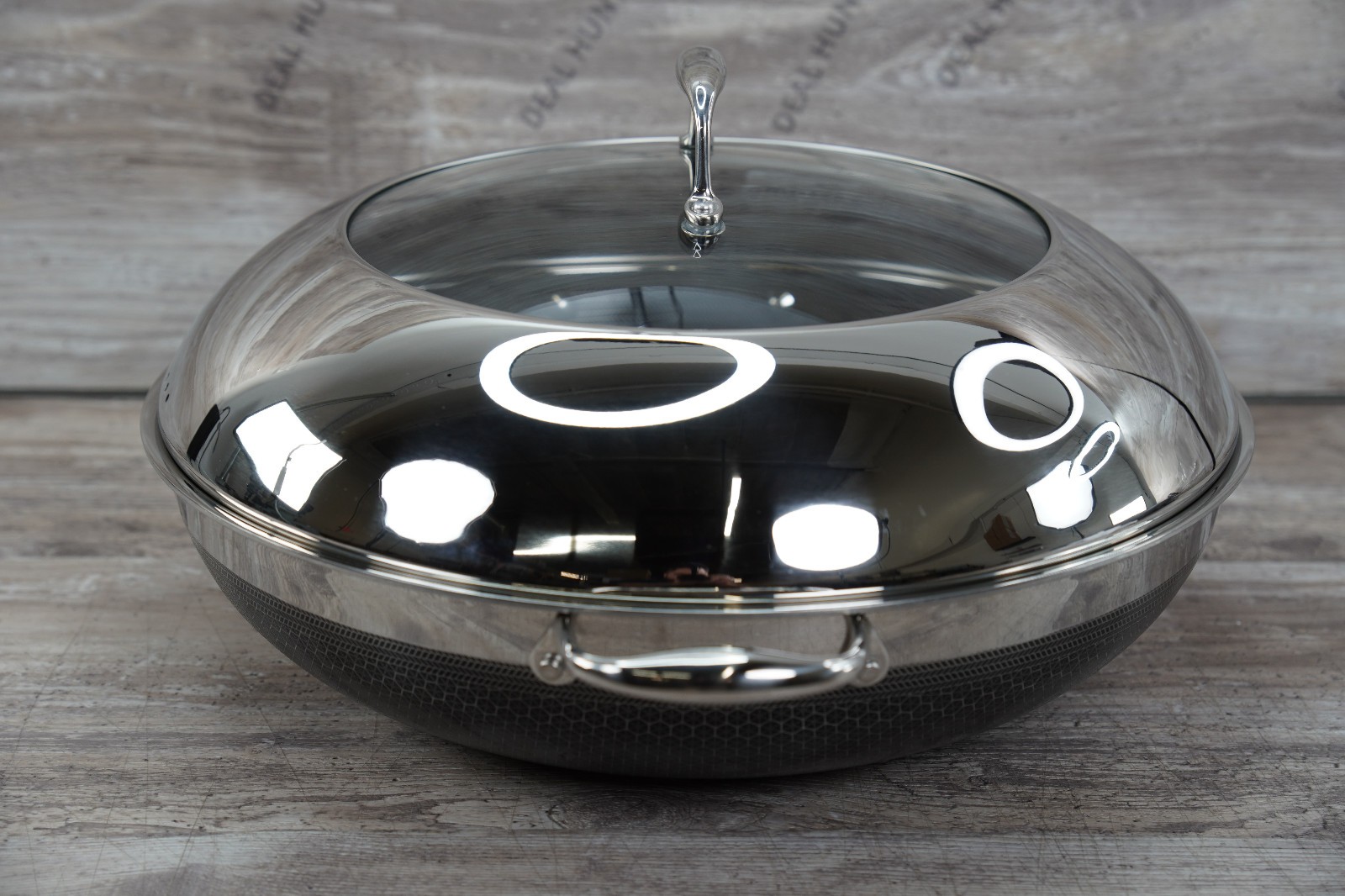 HexClad Hybrid Nonstick 14" Inch Wok W/ Stainless Steel Lid #7551