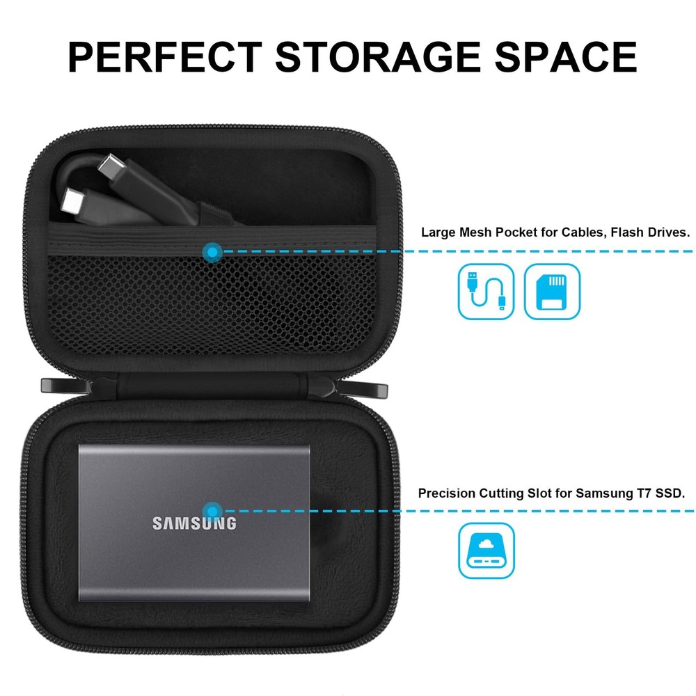 Hard Carrying Case for Samsung T7 / T7 Touch Portable SSD, External Solid Sta...