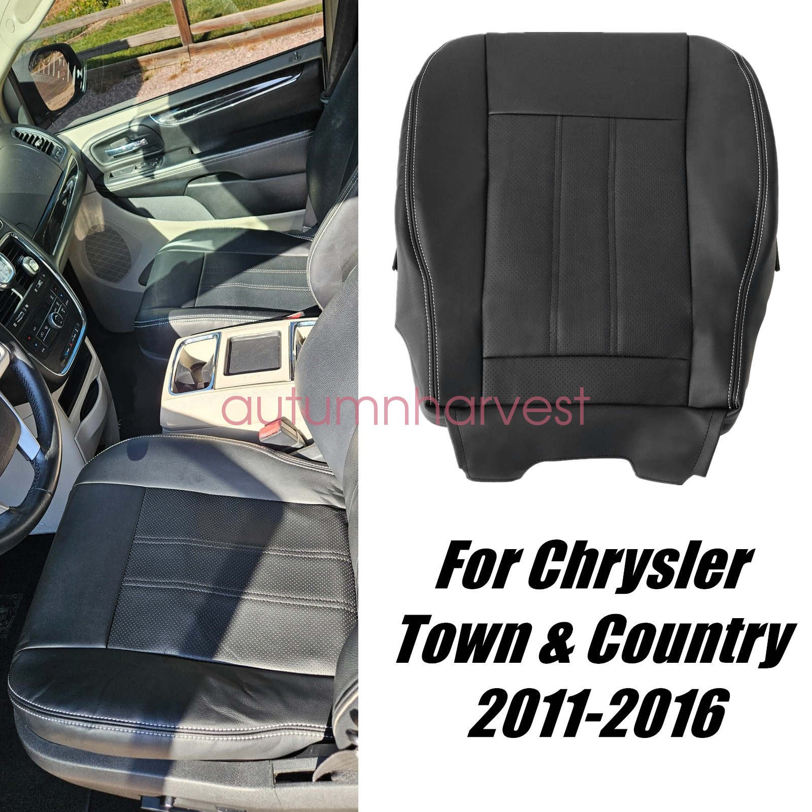 2011-2016 Fits CHRYSLER TOWN & COUNTRY Driver Bottom Leather Seat Cover Black