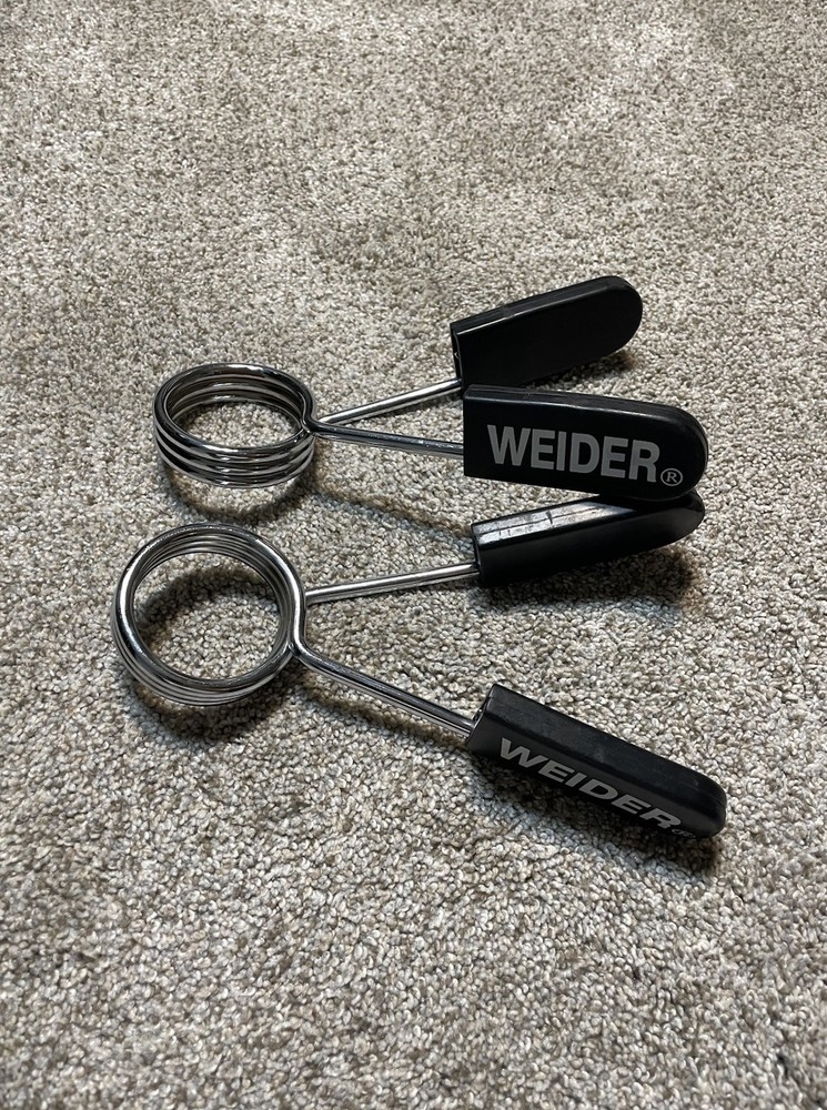 Weider Olympic Size Spring Collars 2" Clips for Barbell, Large