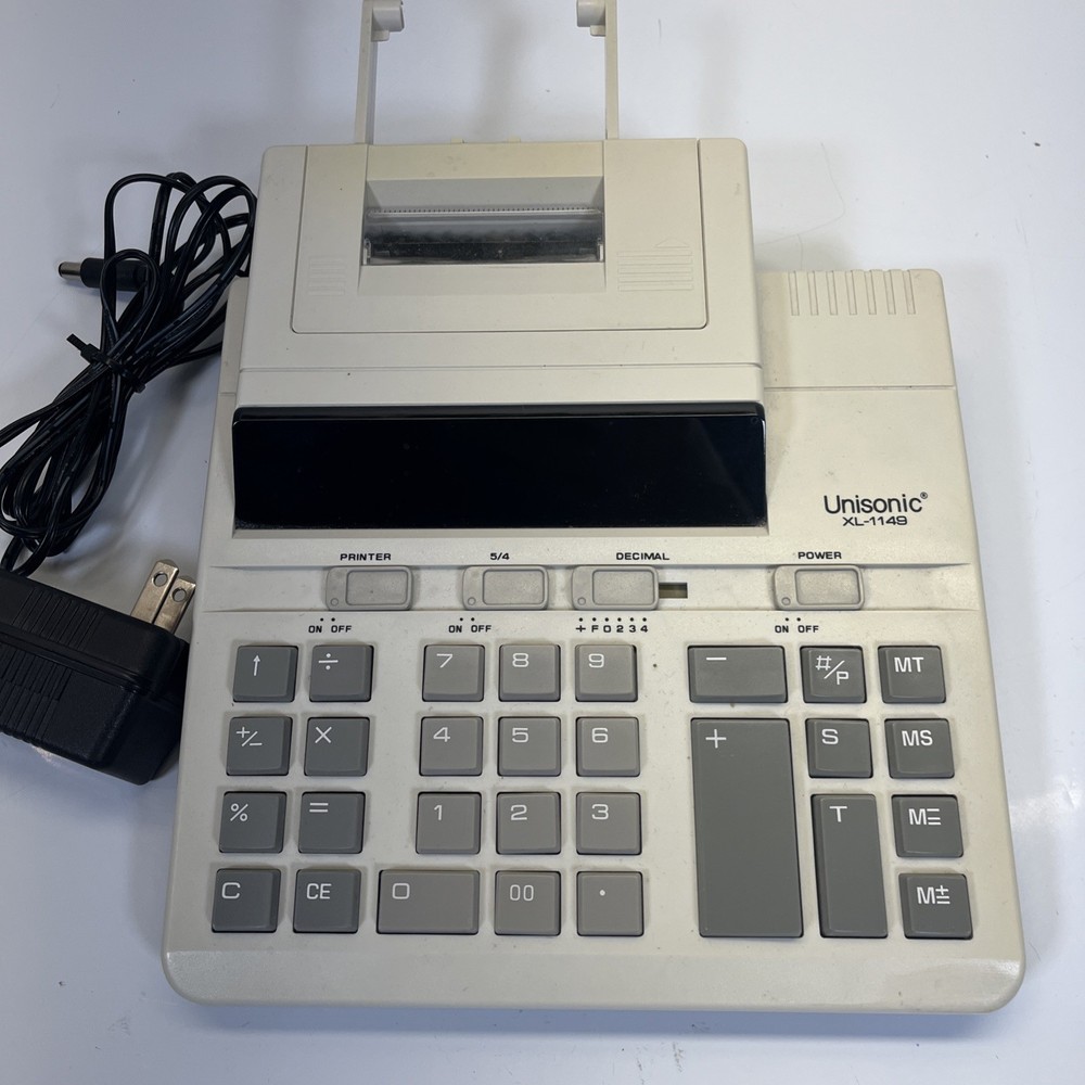 Unisonic XL-1149 Calculator Printer Display 10 Digit 4 Key Memory - Adding Mach