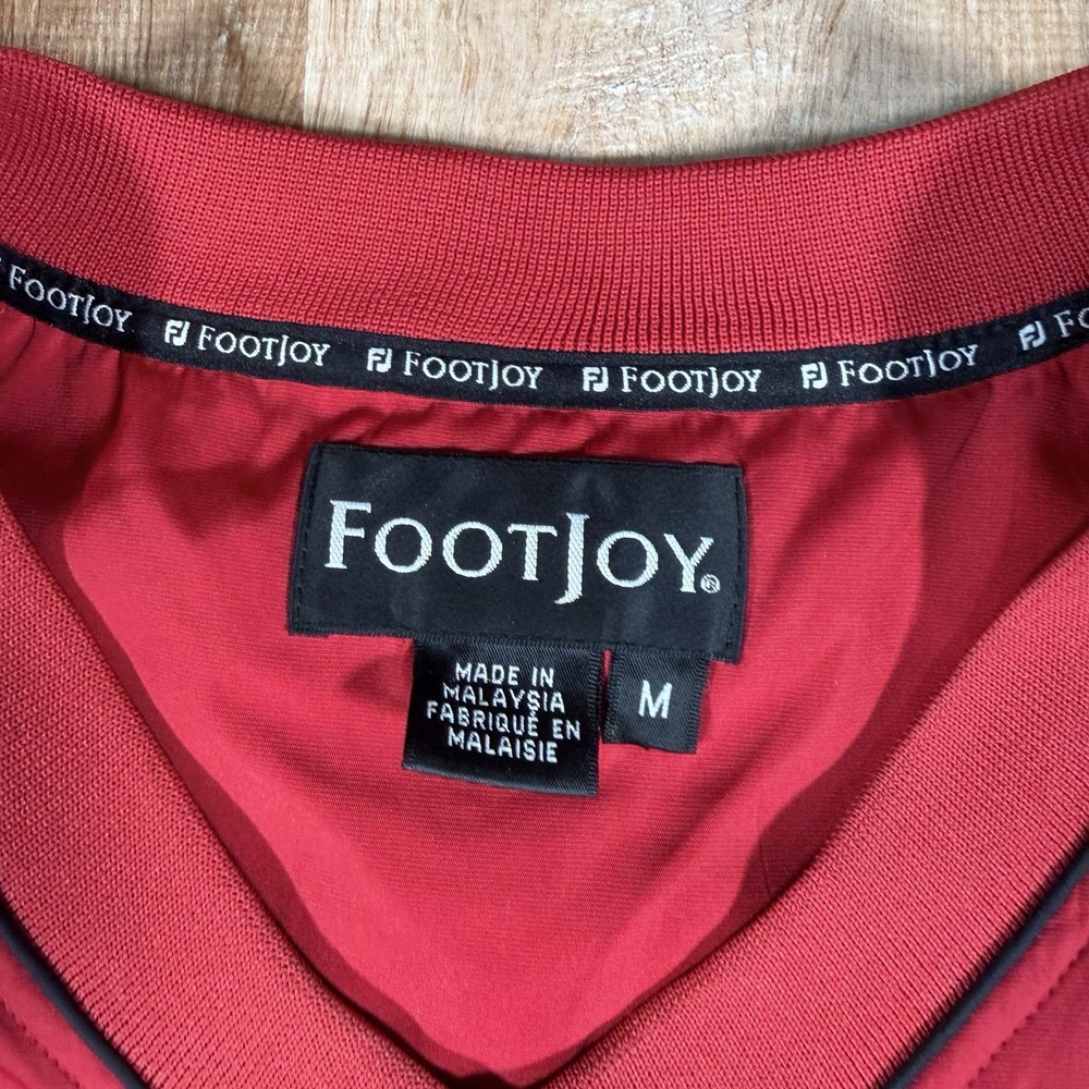 Footjoy Mens Medium Red Short Sleeve Pullover Windbreaker Golf Light Jacket