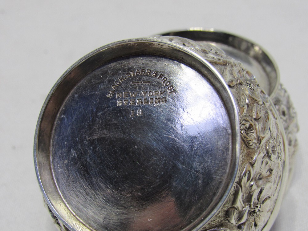 BLACK, STARR & FROST repousse open salt & pepper dish (2)