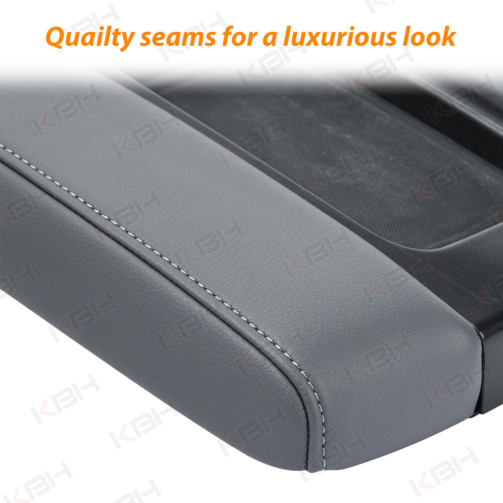 Fit 14-18 Silverado Sierra Jump Seat Console Armrest Lid Vinyl Cover Dark Gray