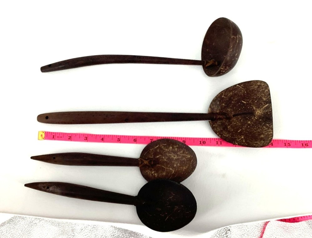 Handcrafted Wooden Coconut Shell Spoon & Ladle Set