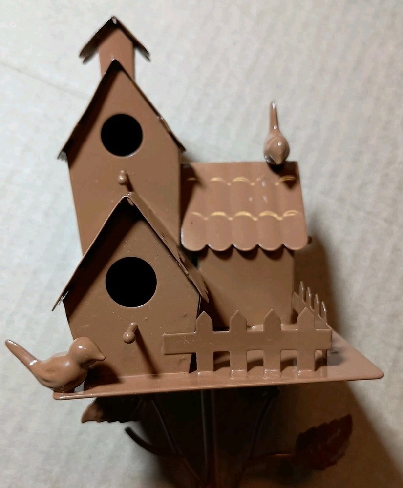 Metal Birdhouse - Rustic Stand Yard Decor - Incomplete - Pls Read - Small