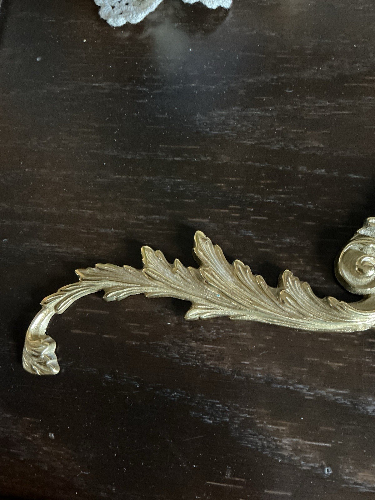 Vtg Solid Brass Wall Decor Ornate Baroque Topper 16” Long