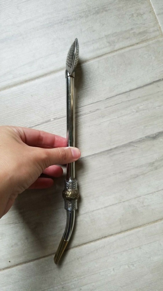 2 Antique Metal Tea Drinking Straw with Hinged Filter