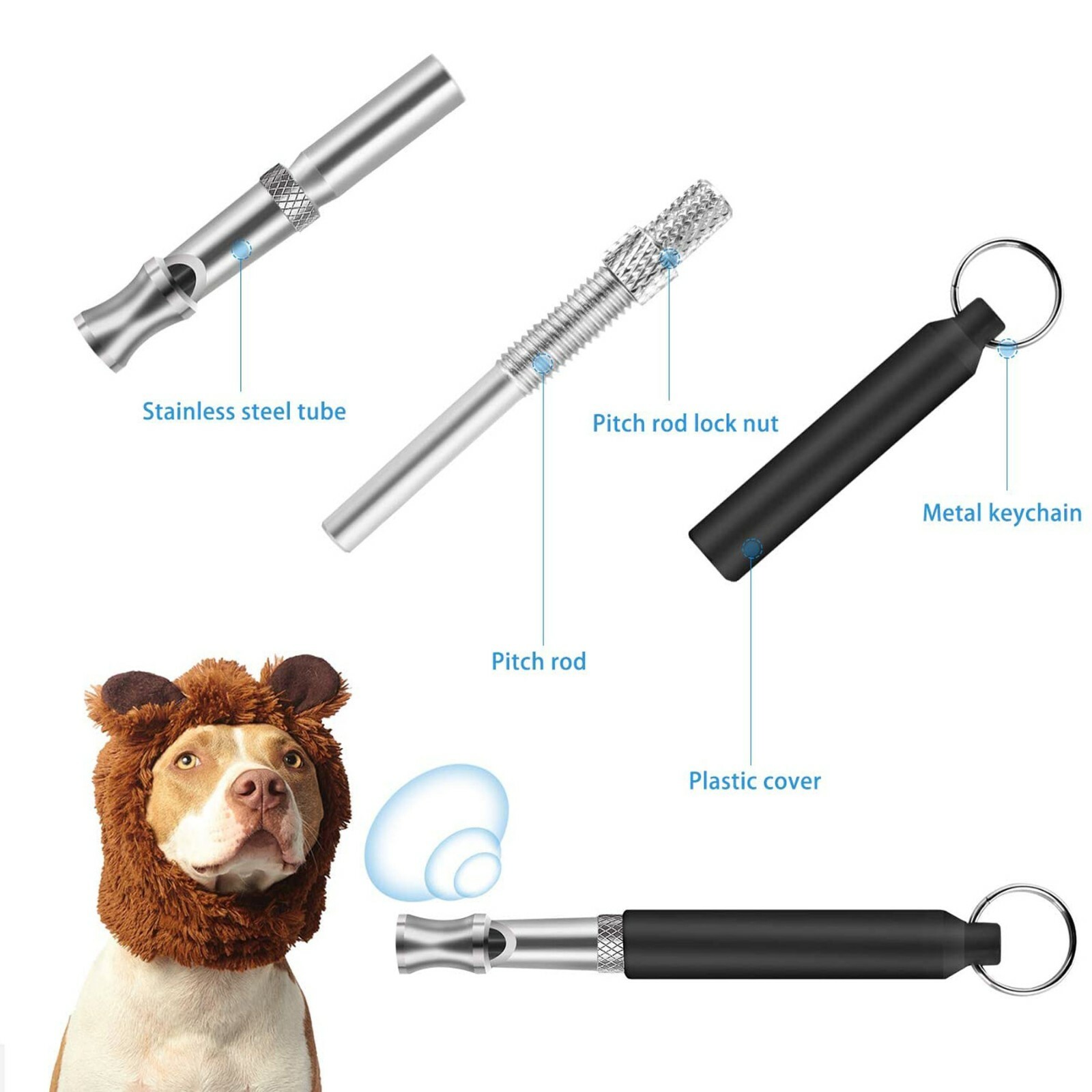 2pc Dog Training WHISTLE UltraSonic Obedience Stop Barking Pet Sound Pitch Black