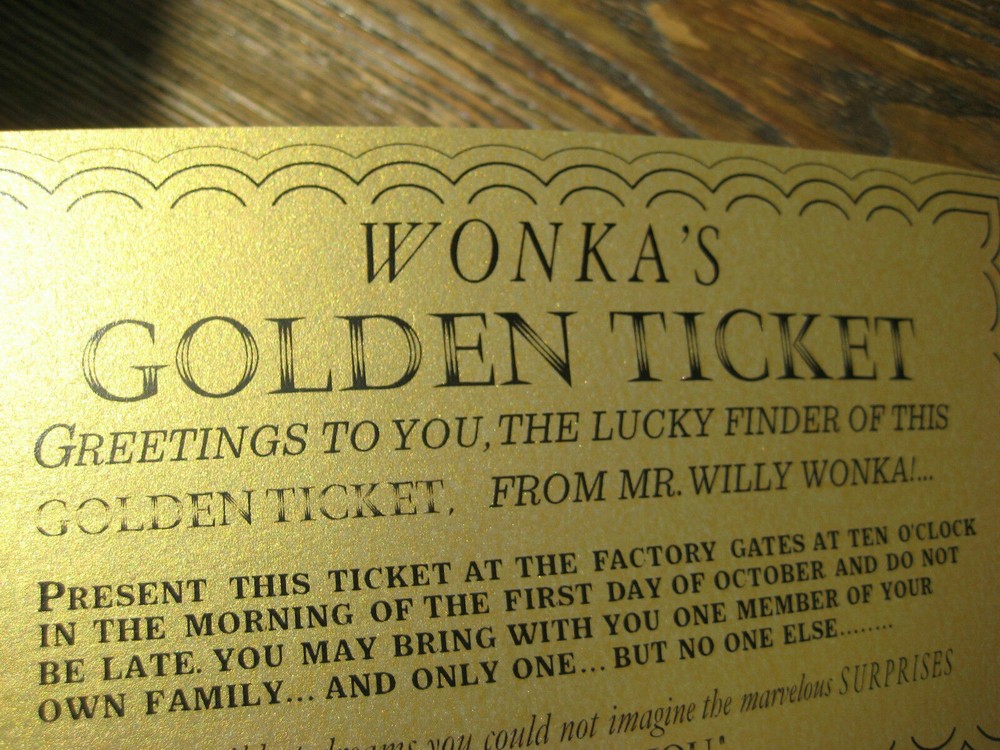 Willy Wonka Golden Replica Ticket - Screen Accurate Art Work