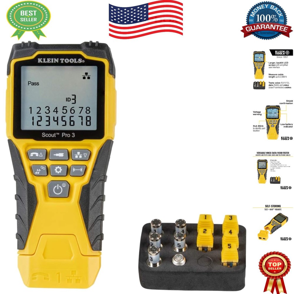 Klein Tools 851 Cable Tester Kit with Scout Pro 3 for Versatile Network Testing