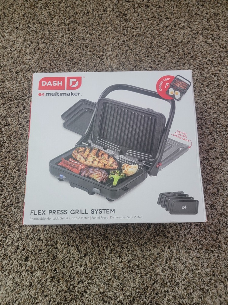 Dash MultiMaker Flex Press Grill System with Grill and Griddle Removable Plates