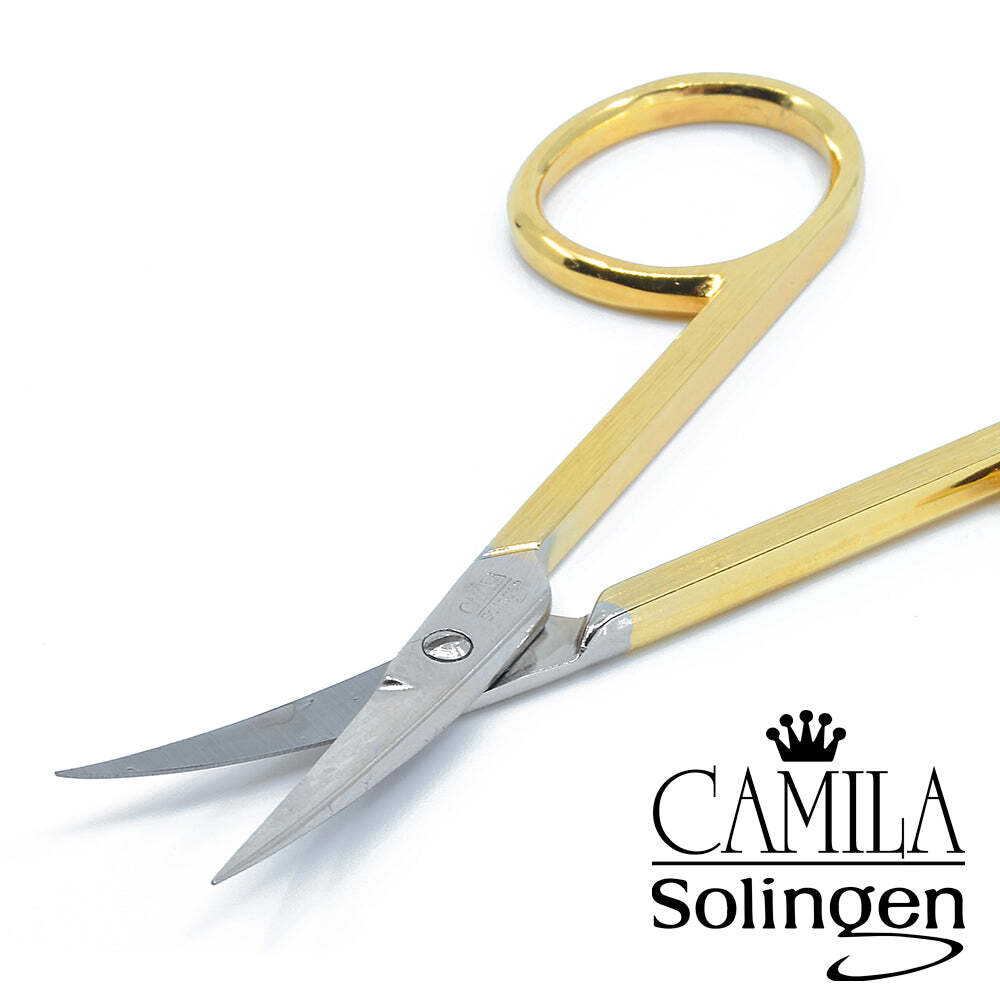 3.5" Gold Plated Curved Pointed Tip Cuticle Scissors