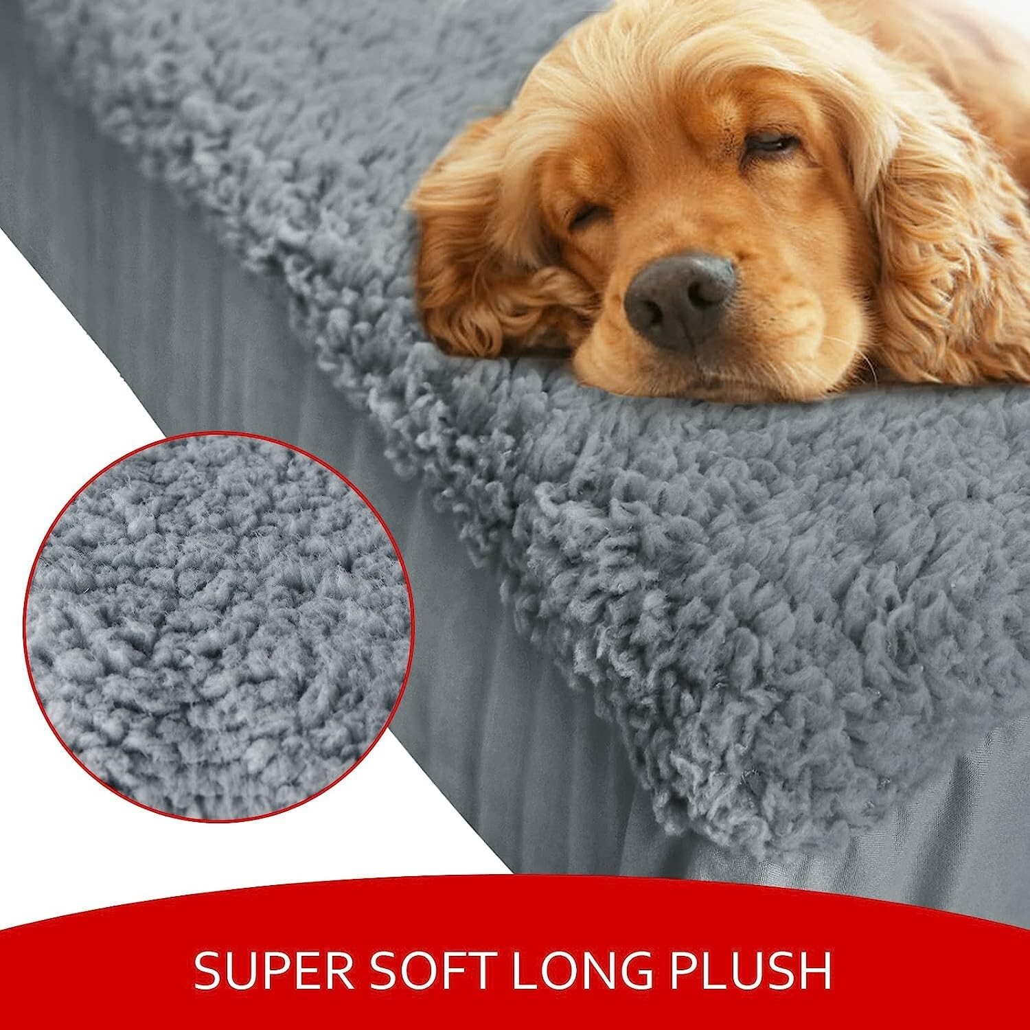 Waterproof Dog Bed Covers Plush Replacement Dog Pet Bed Mattress Cover Gray