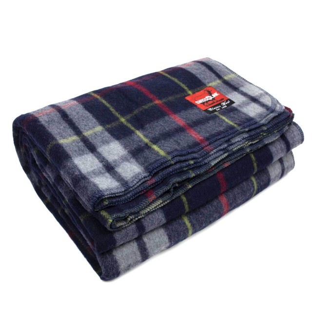 Classic Wool Plaid Blanket - Blue/Grey Plaid