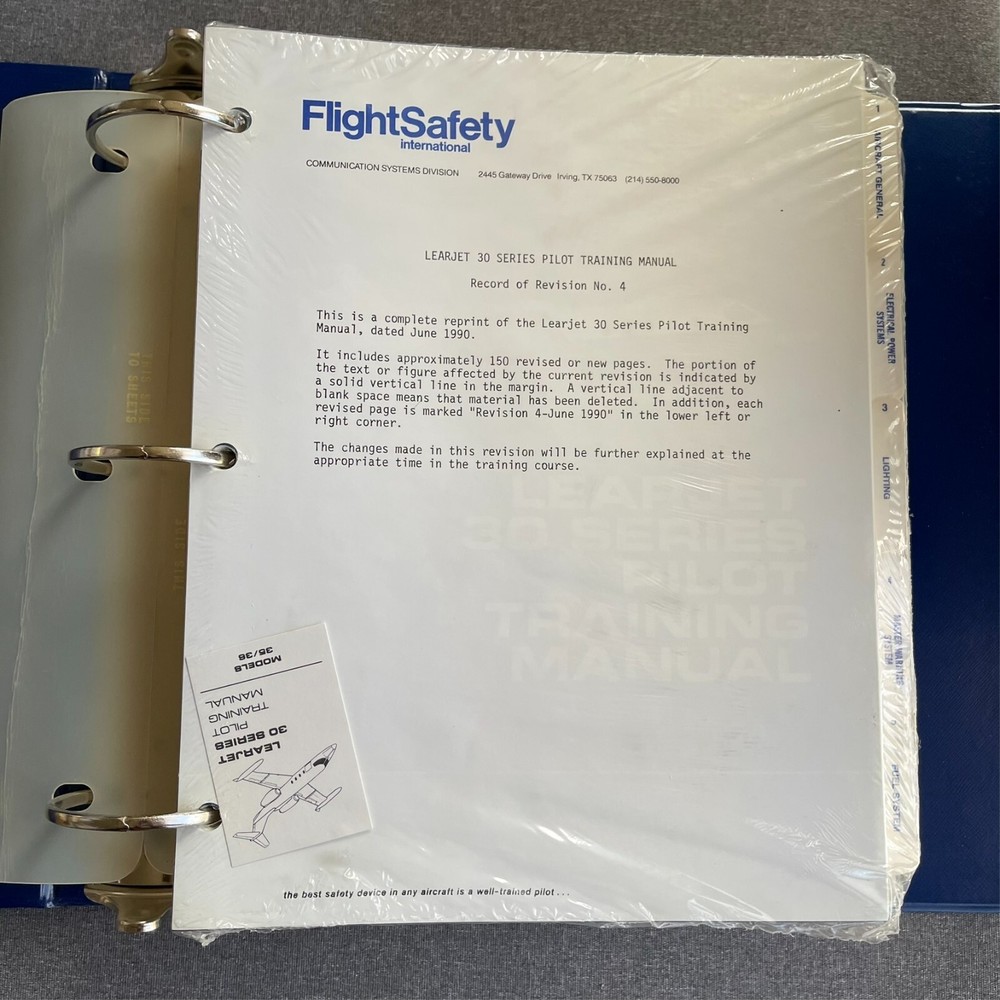 Flight Safety International Cheyenne Pilot Initial Training Syllabus 1990