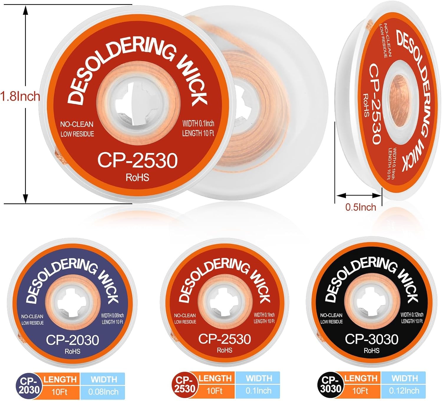 3 Pcs Premium Desoldering Wick Set, 10FT No Clean Low Residue Solder Wick...