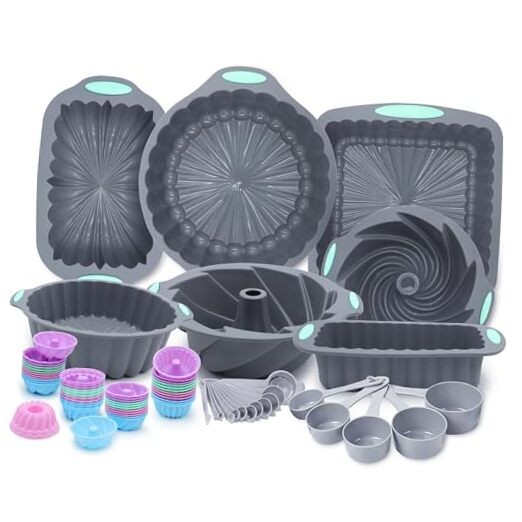 72 Pieces Silicone Bakeware Set, Nonstick Baking Pans 72 Pcs Bakeware Sets