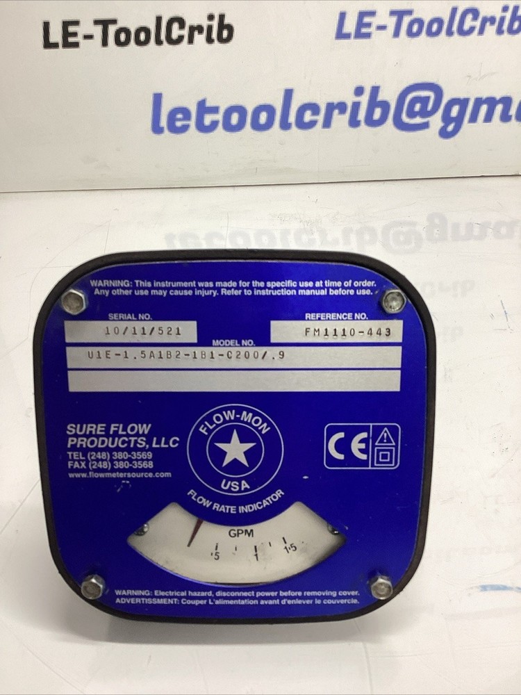 SURE FLOW RATE INDICATOR U1E-1.5A1B2-1B1-C200/.9 L-882