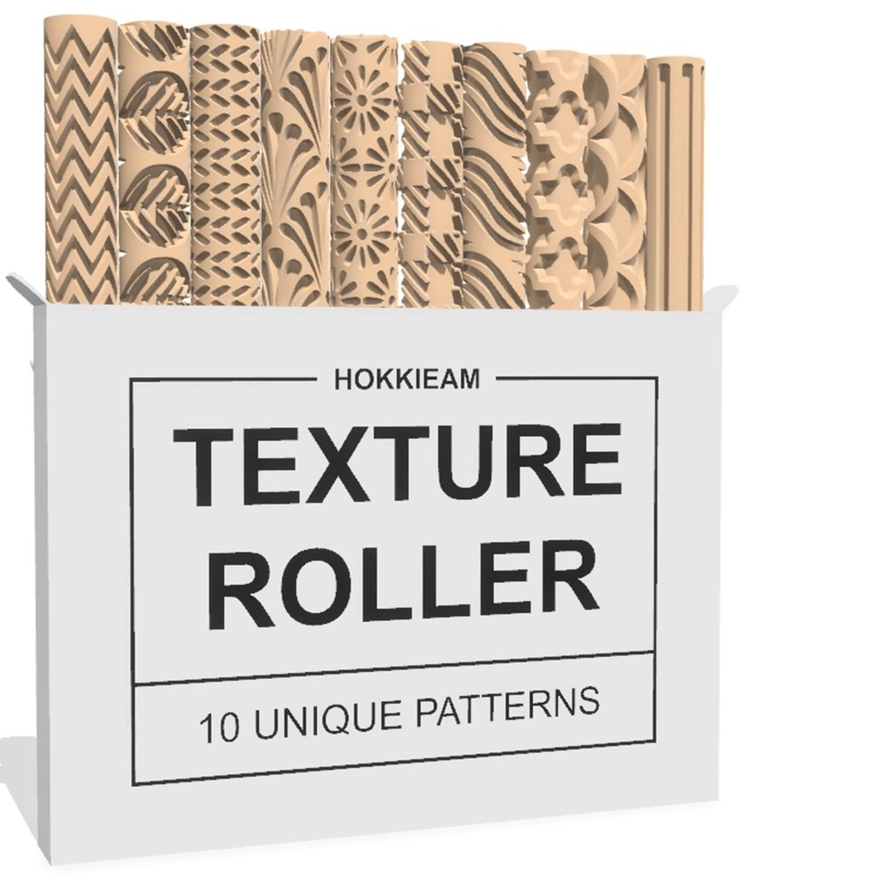 Clay Texture Rollers | 10-Pack Polymer Clay Texture Roller Set for P...