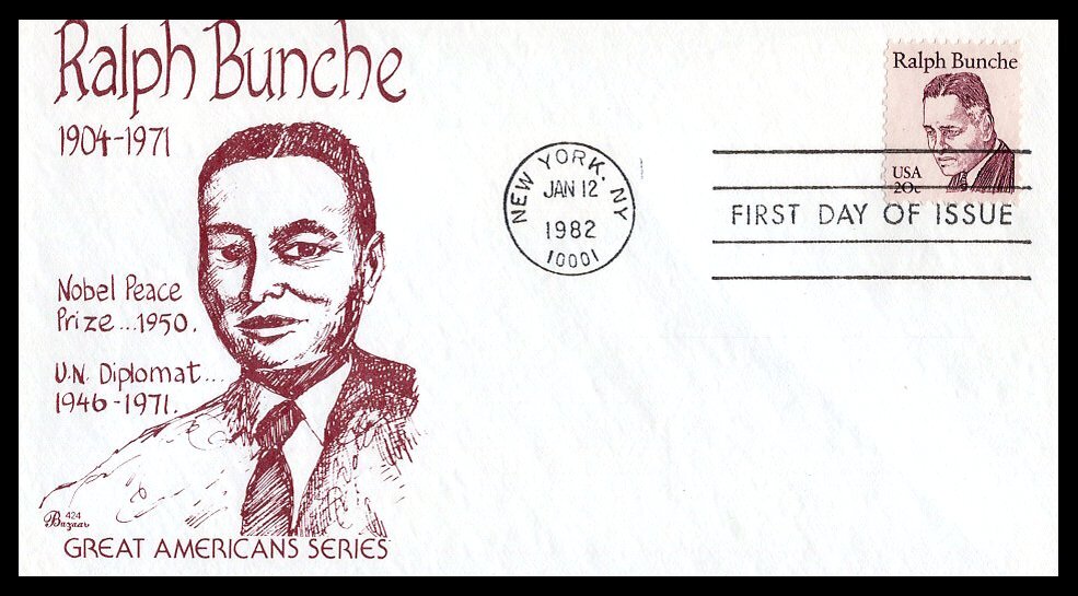 US FDC # 1860 20c Ralph Bunche  Bazaar   1982, 9p7022