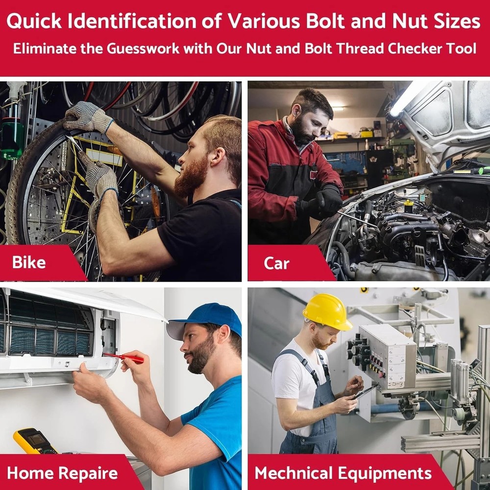 Thread Checker - 55 Nut & Bolt Thread Checker, Bolt Size and Thread Gauge 19 Sta