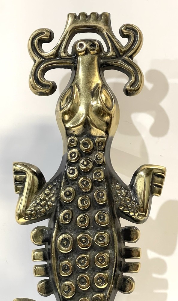 Vintage Brass And Metal Crocodile Door Pull Handle