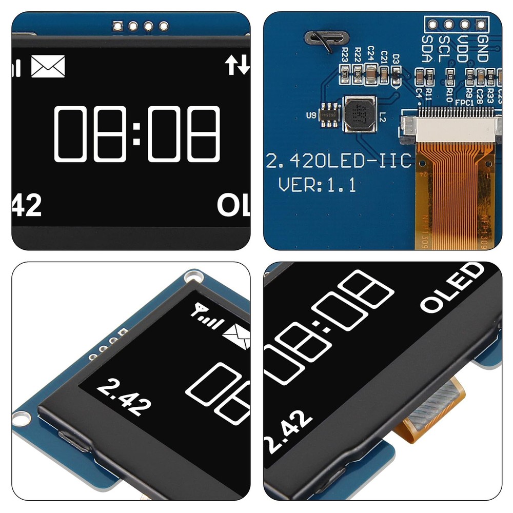 2 PCS 2.4 Inch 128x64 OLED LCD Display Module SSD1309 IIC I2C Serial Interface