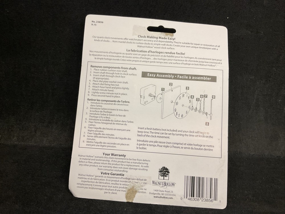 Clock 3-Piece Kit-For 3/8in Surfaces Requires 1 AA Battery