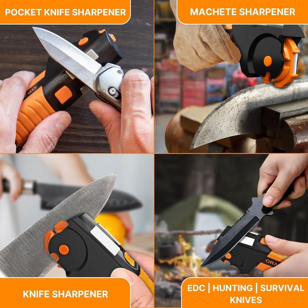 Orange Ninja Versatile Sharpening Bundle – All-In-1 Sharpener for Lawn Mower Bla