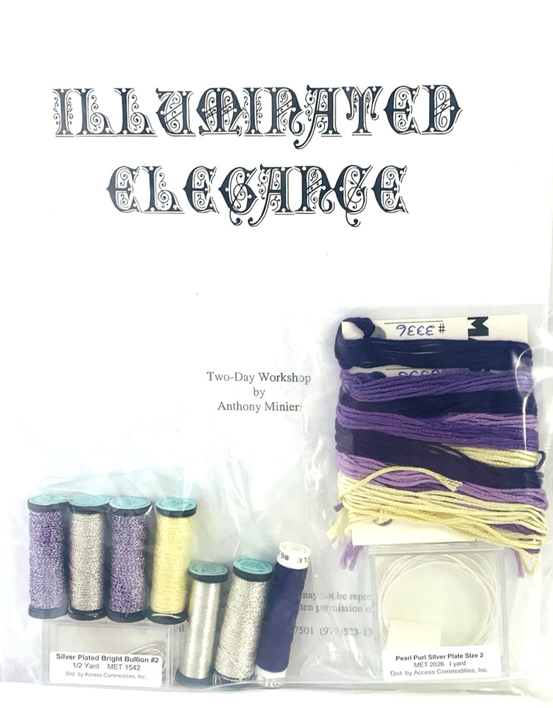 Anthony Minieri Illuminated "A" Elegance Needlepoint Chart w/ Canvas & Materials