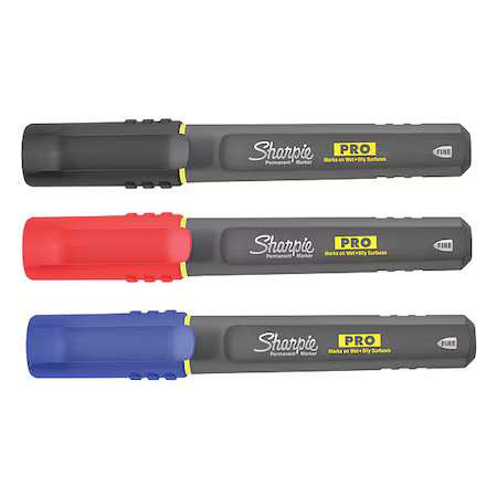 Sharpie 2018324 Permanent Marker Set, Black, Blue, Red, Fine Tip, 4 Pk