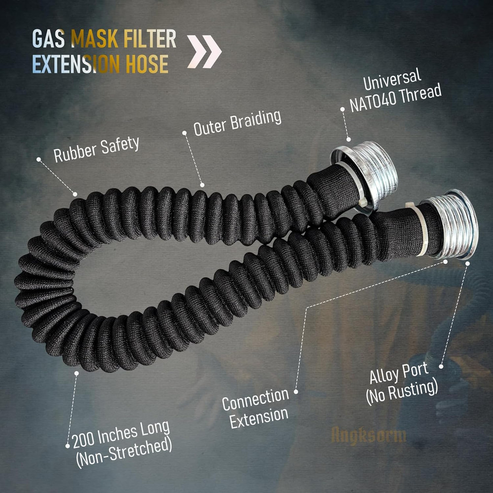 16Ft Durable Respirator Hose with 40mm Thread - Universal Extension Pipe