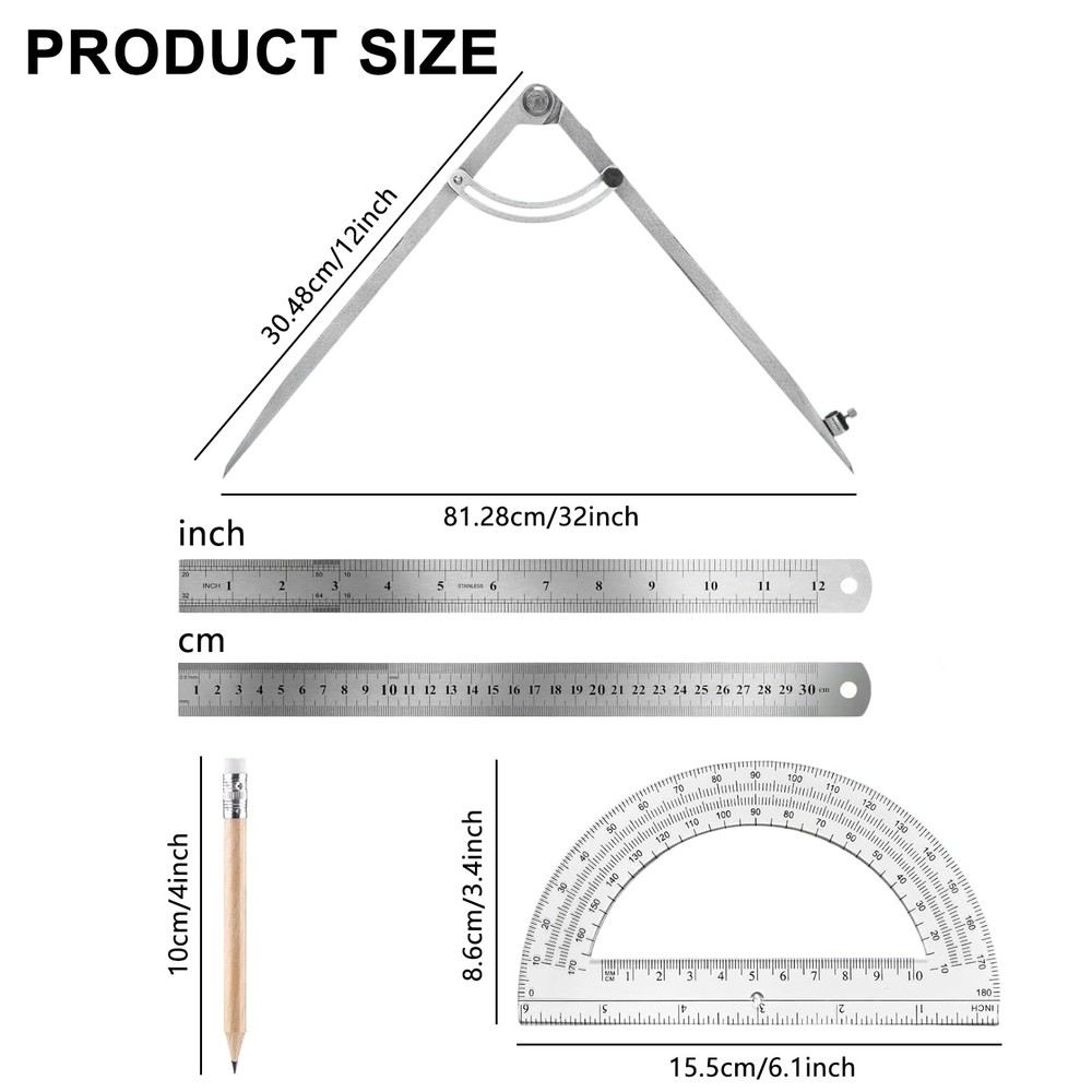 Compass Geometry Tool Drawing Compass Professional 12 Inch Large Compass with...