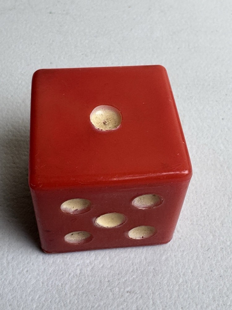 Vintage Large Size Orange Cherry Translucent Possibly Bakelite Single Die