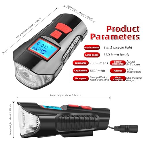 Super Bright 6-Bead LED Multi-Functional Waterproof Bicycle Light Set, USB