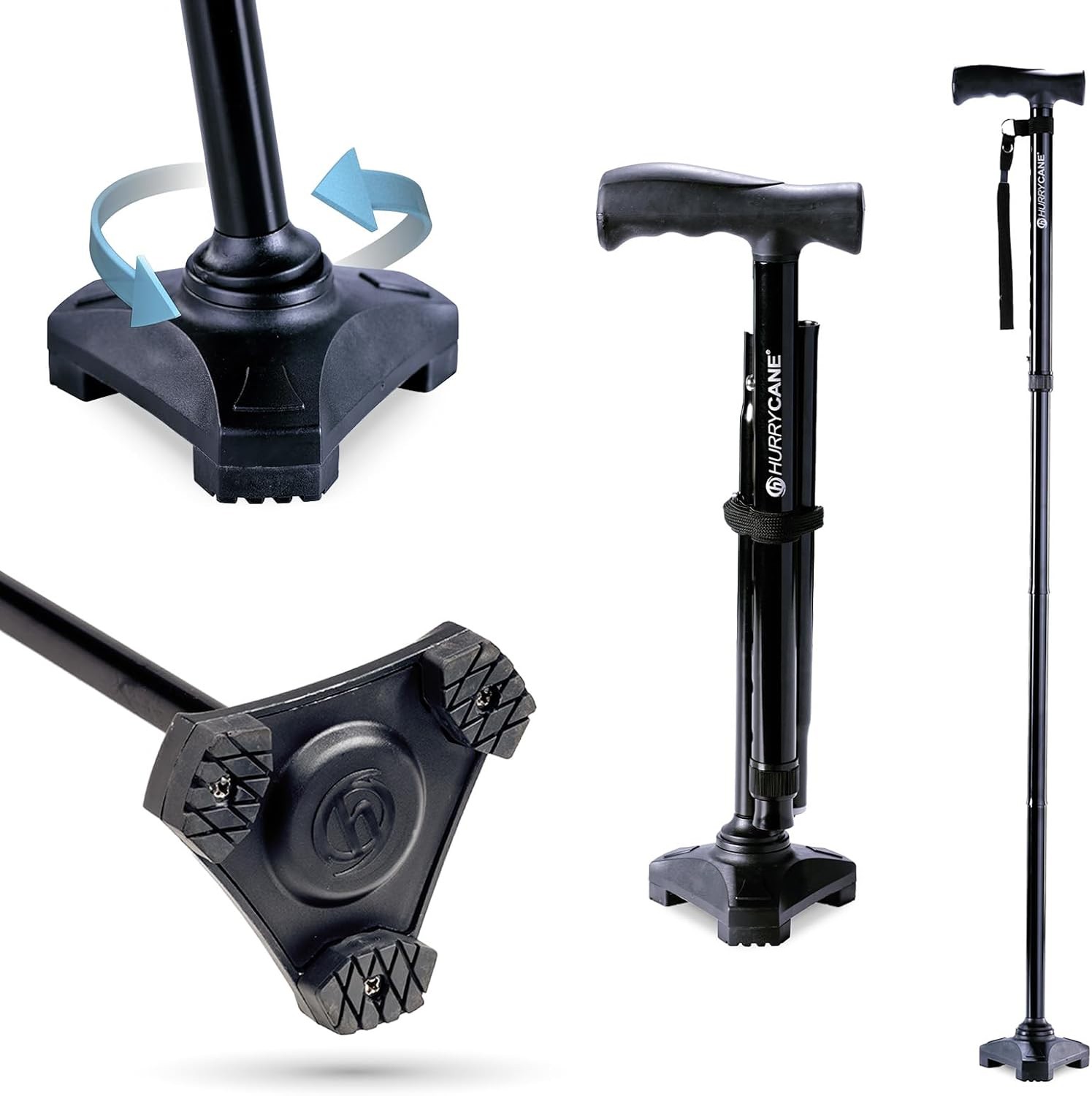 *BRAND NEW* HurryCane Freedom Edition Foldable Walking Cane with T Handle Black